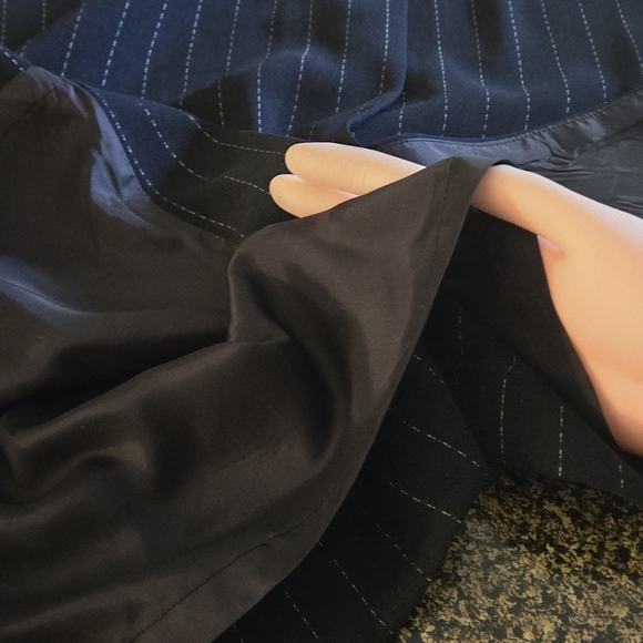 Cynthia Howie for Maggy Boutique Women's 14 Midi Skirt Black w/ White Pinstripes - Picture 5 of 12